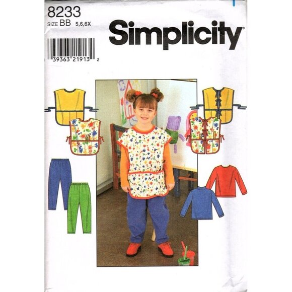 Simplicity 8233 Childs 5 to 6X Smock, Pants and Top Uncut Sewing Pattern New - Picture 1 of 2